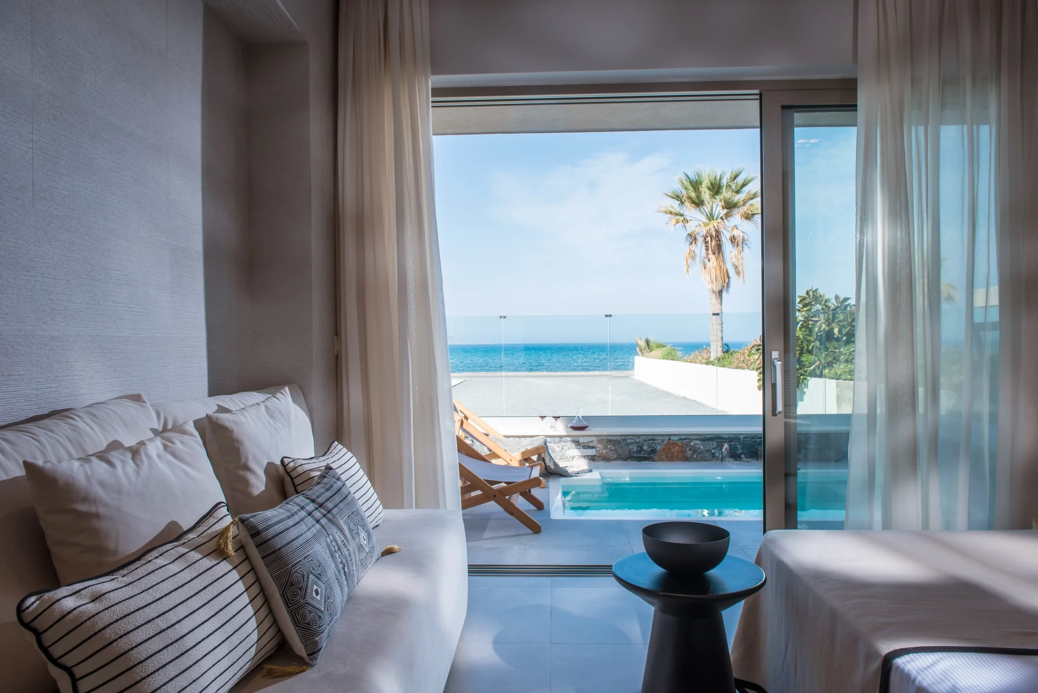 Sea view with private jacuzzi pool from inside